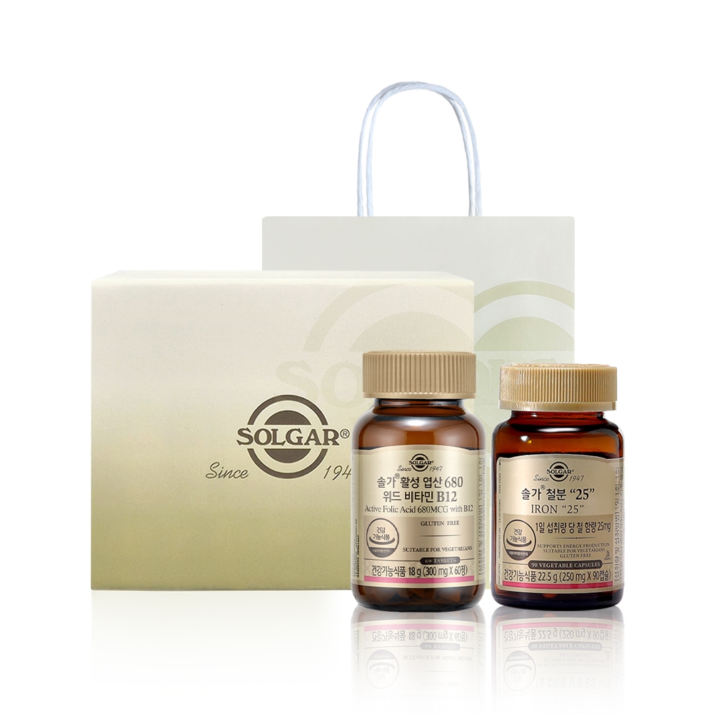 프리미엄 임산부 선물세트(활성 엽산 680 위드 비타민B12 60정+철분 25 90캡슐)