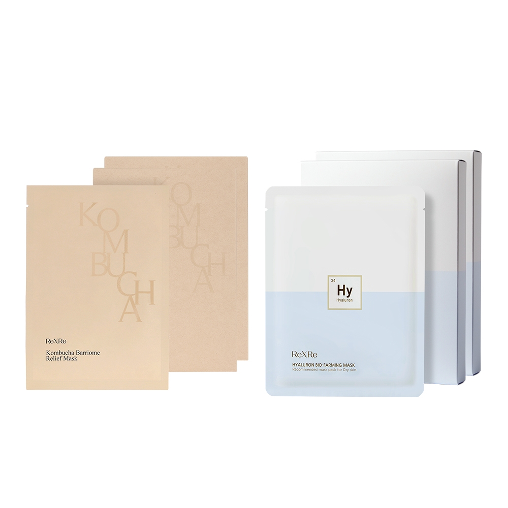 [현대바이오랜드X에스뚜체] 리바이리 콤부차 배리옴 릴리프 마스크, 히알루론산 바이오파밍 마스크