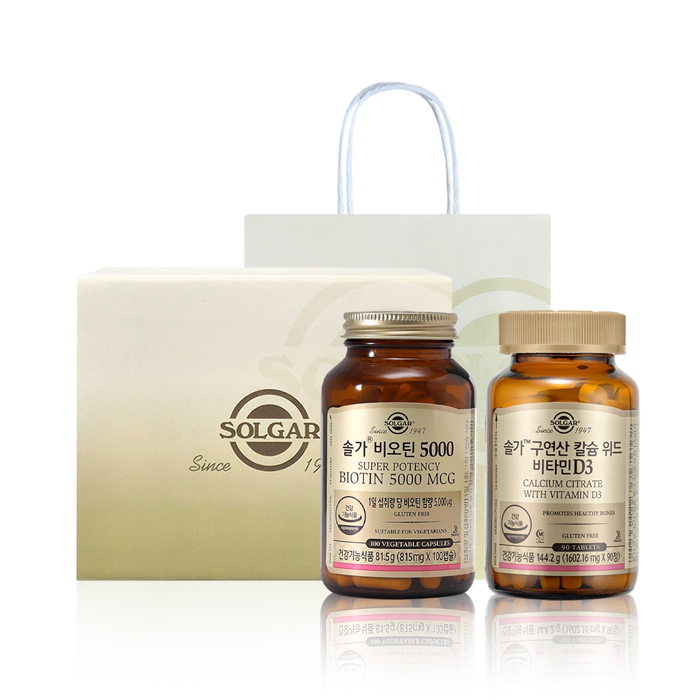 여성 종합 건강 세트(비오틴 5000 100캡슐+구연산 칼슘 위드 비타민 D3 90정)