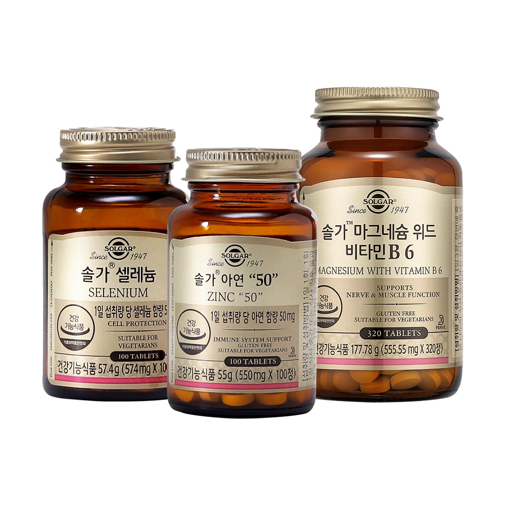 [3개월분] 면역 케어 패키지 [셀레늄 100정+아연 50 100정+마그네슘 위드 비타민B6 320정]