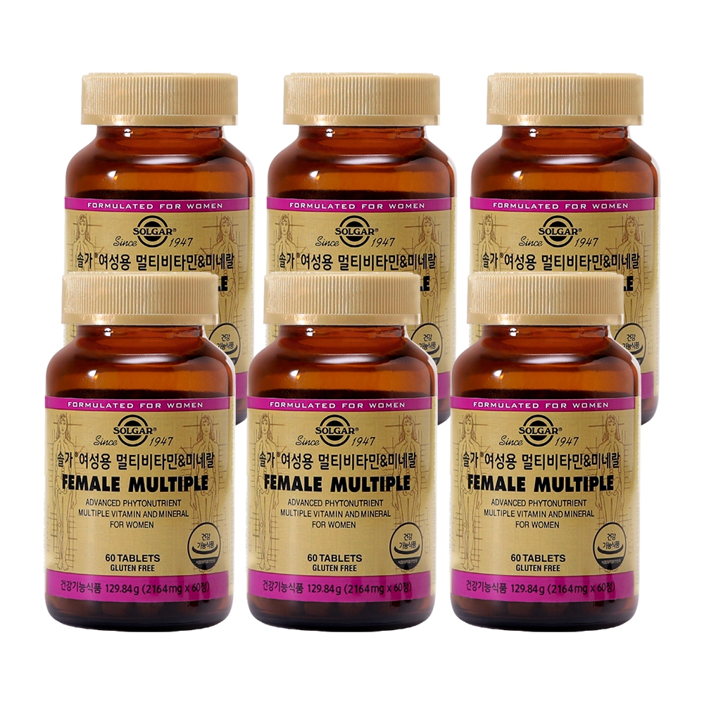 [12개월분] 여성용 멀티비타민 미네랄 60정X6개  [27.02.01까지](+필케이스)