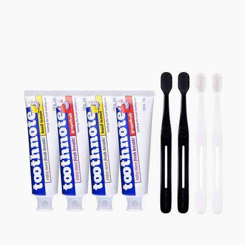 투스노트 구취제거 수분치약 바질레몬,자몽향100g 2종 2세트+칫솔 2박스