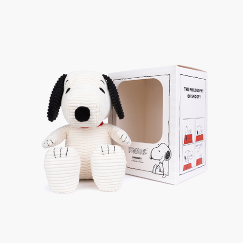 Snoopy Sitting Corduroy Cream in giftbox - 27 cm