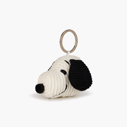 Snoopy Head Corduroy Cream keychain - 4.5 cm