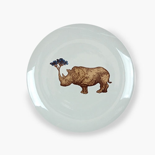 푸딘헤드 라운드 플레이트/ 32cm 코뿔소
