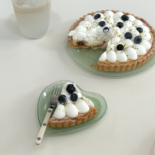 접시 21cm 라임+하트접시 14cm 라임