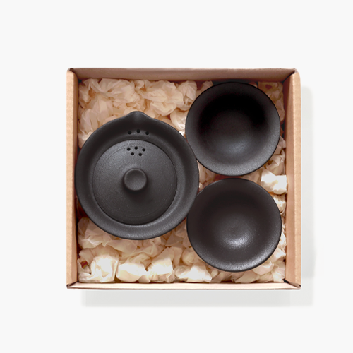 시그니처 쾌객배 도자기 다구 패키지 - 블랙