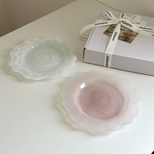 플라워접시 21cm 화이트1P + 핑크1P