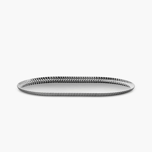 Pleats Oval Tray Sliver