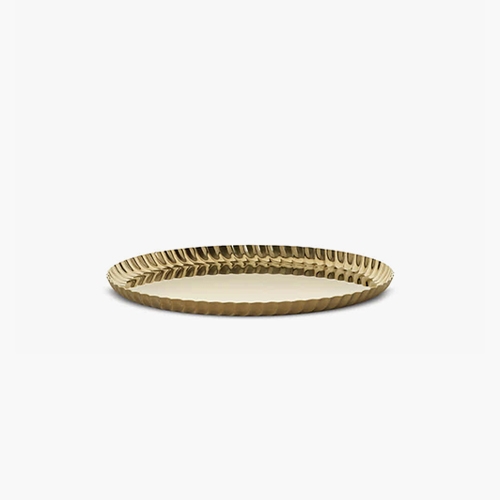 Pleats Round Tray Gold 23cm