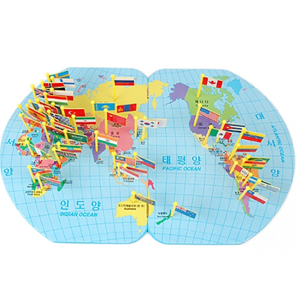 50개국 세계지도 만국기  국기꽂이 퍼즐 놀이
