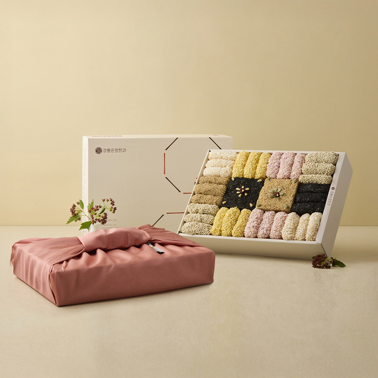 [강릉은정한과] 해당화 3단 선물세트 (쇼핑백+실크보자기)