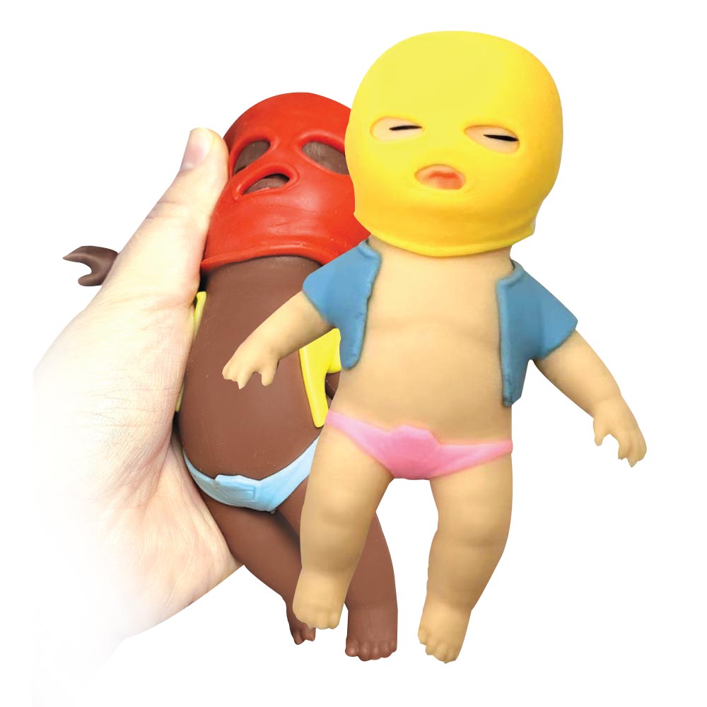 보들보들 레슬링 가면 베이비 엽기모찌인형 말랑이 주물럭 촉감놀이