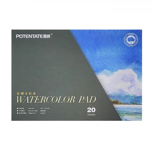 [포텐테이트] 수채패드 4면제본 300g 27x19 20매 (중목)