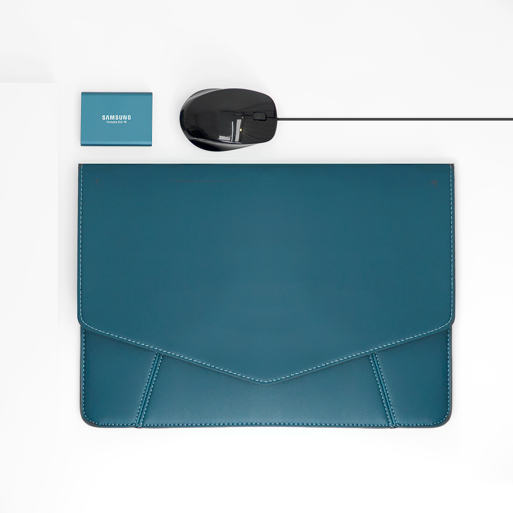 노트북 맥북 파우치 케이스 가방 슬리브 커버 15인치 고급가죽 인디고그린 그램 삼성