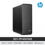 HP S01-PF4001KR 데스크탑 사무용PC 14세대 코어i3 램8GB NVME SSD 256GB 정품 WIN11 탑재