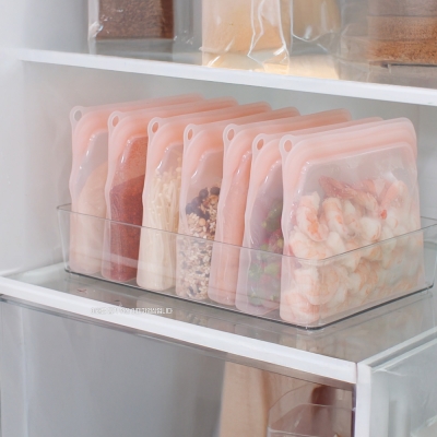 플래티넘 실리콘 지퍼백 8종세트 실리콘백 밀폐 냉장고정리 용기