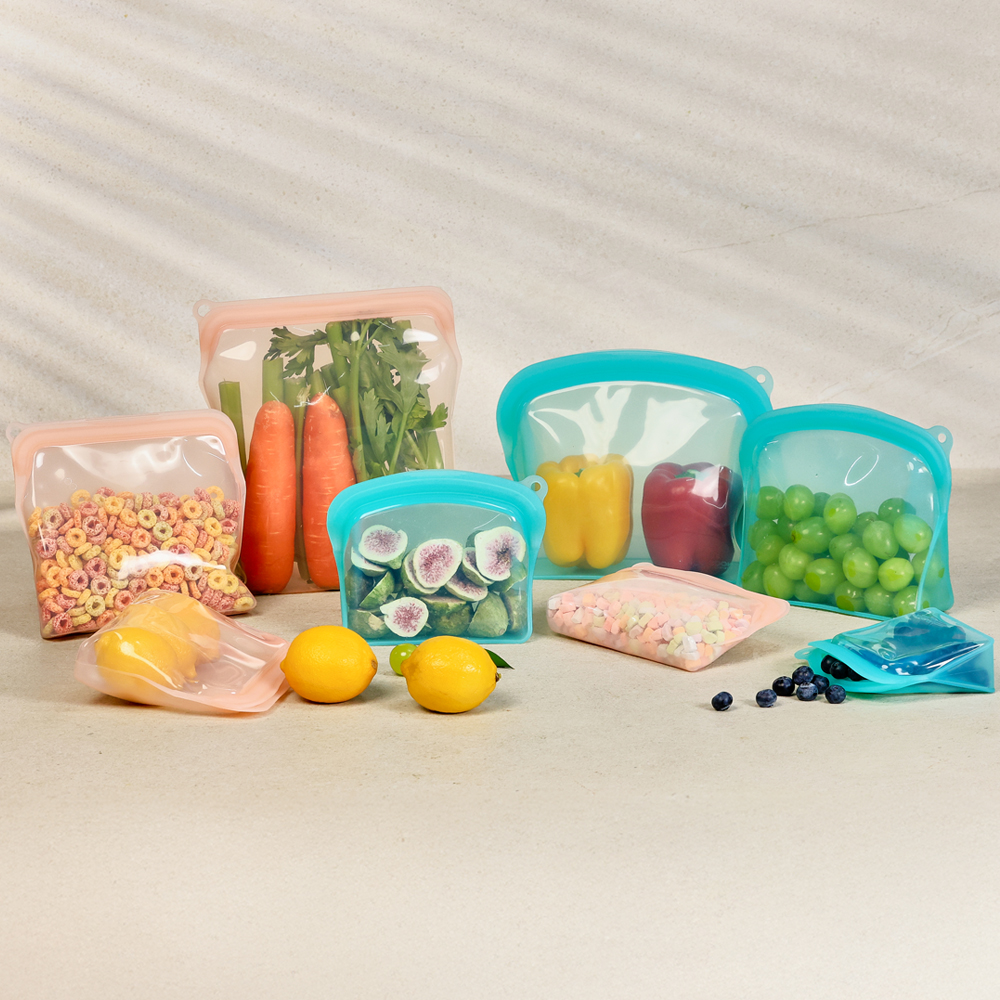 플래티넘 실리콘 지퍼백 8종세트 실리콘백 밀폐 냉장고정리 용기