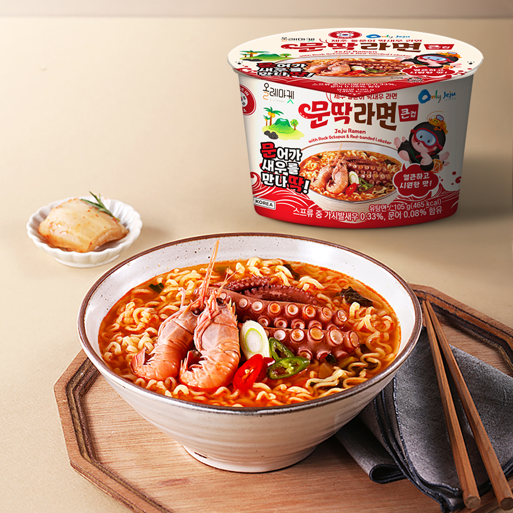 제주 문딱라면 돌문어 딱새우 봉지 컵 라면