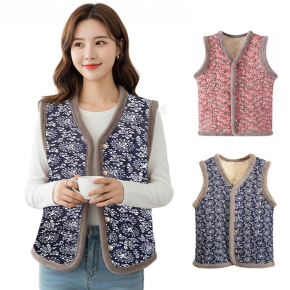플라워 융털 조끼 2종세트 할머니 할매 엄마 김장 촌캉스 꽃무늬 겨울 방한 여성