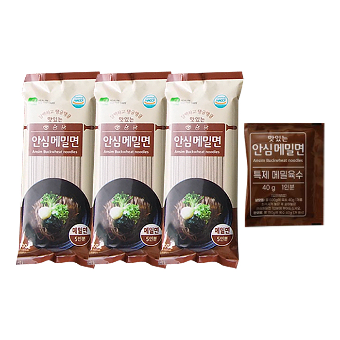 맛있는 안심 메밀면 15인분 200g 3봉 메밀 소바 국수 냉모밀 쇼핑온 홈쇼핑