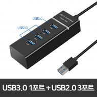 슈퍼스피드 4포트 블루LED USB 허브 3.0 블랙 화이트 (편리한 선길이 1M)