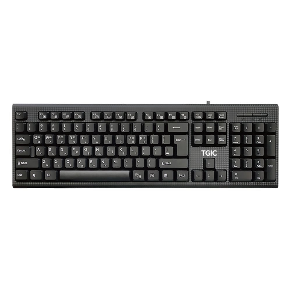 슬림한 디자인의 USB 인터페이스 유선 키보드 (부드러운 키감, LED 표시등, 생활방수 설계)