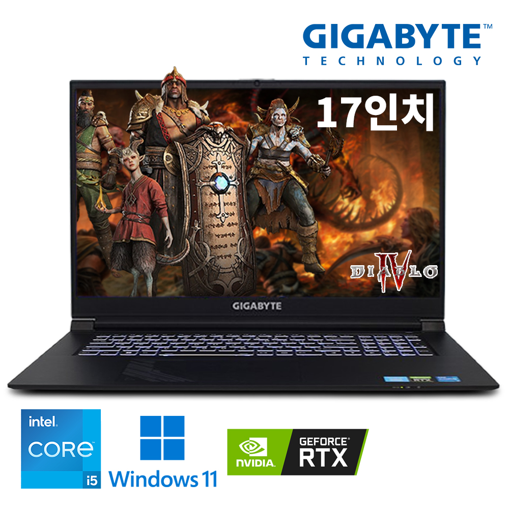 [새배터리] 기가바이트 게이밍 지포스 RTX 3060 탑재 17인치 Full HD 코어 i5 NVMe SSD 1TB 윈도우11