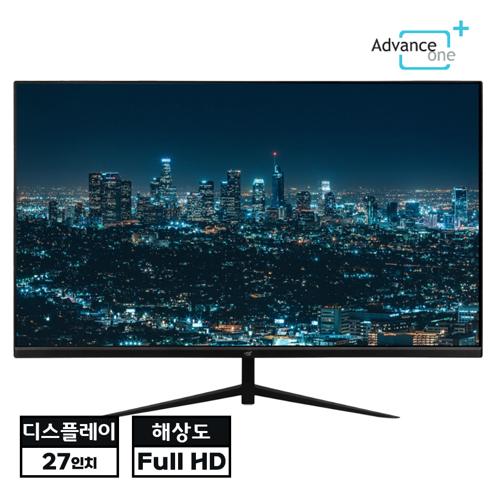 [풀박스구성] 어드밴스원 주사율 100Hz 27인치 블랙 모니터 초가성비 Full HD 고해상도 16:9비율