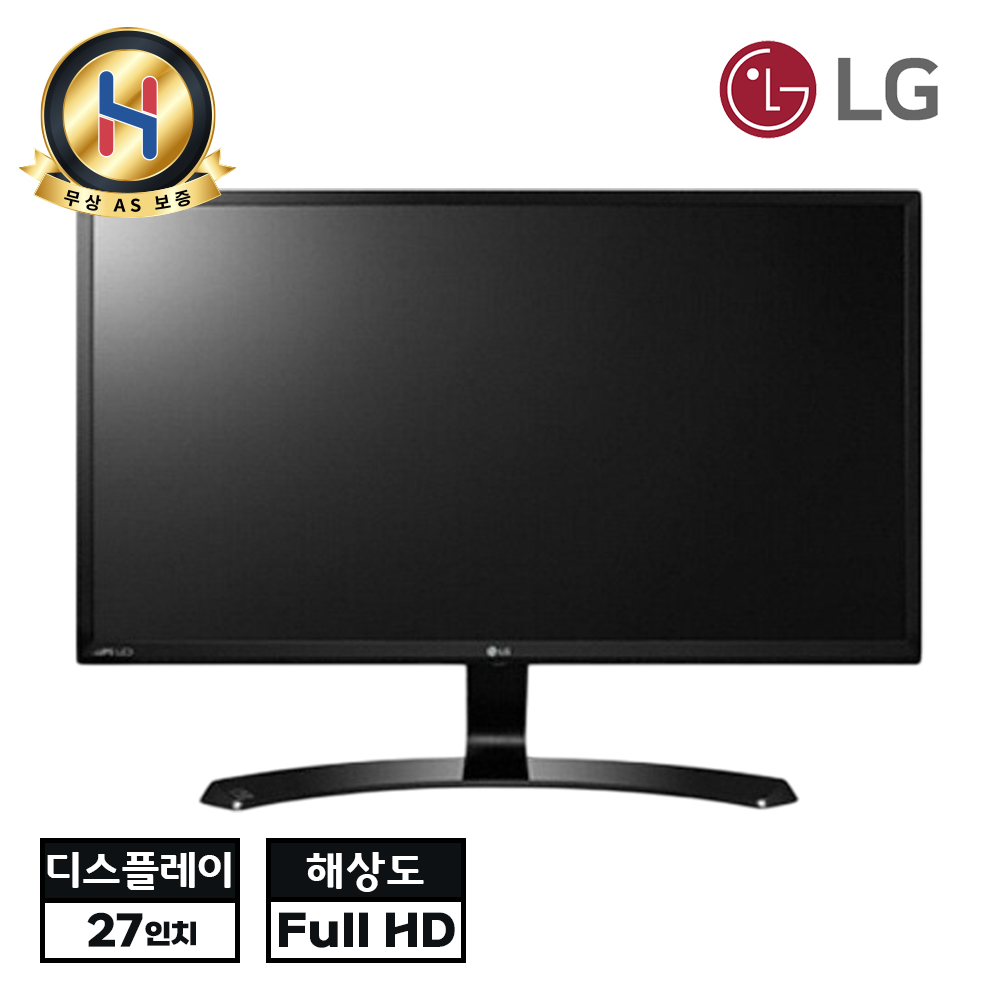 LG전자 27인치 블랙 모니터 IPS 패널 탑재 Full HD 16:9비율 슬림한 곡면 스탠드 최고의 가성비 모니터