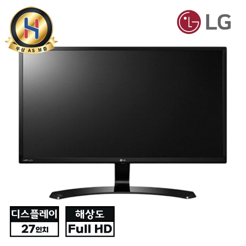 LG전자 27인치 블랙 모니터 IPS 패널 탑재 Full HD 16:9비율 슬림한 곡면 스탠드 최고의 가성비 모니터