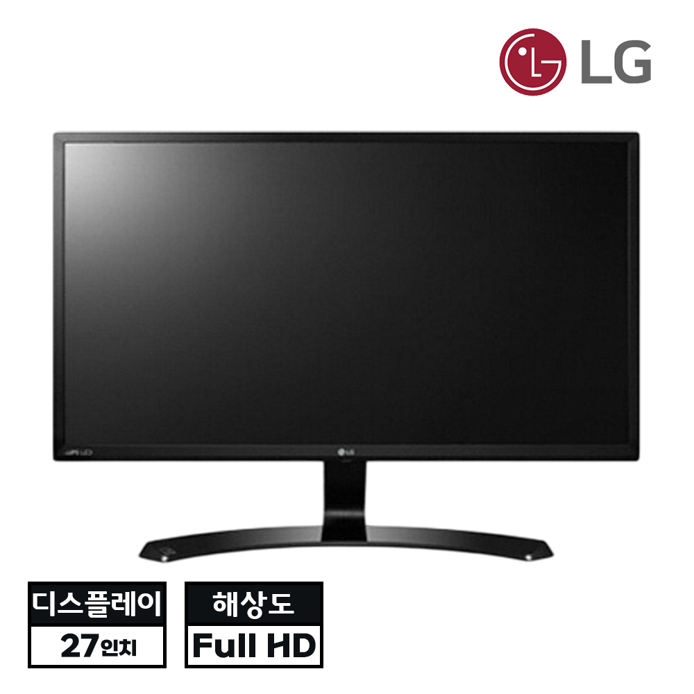 LG전자 27인치 블랙 모니터 IPS 패널 탑재 Full HD 16:9비율 슬림한 곡면 스탠드 최고의 가성비 모니터