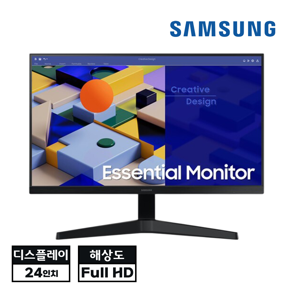 [B급할인] 풀박스구성 삼성전자 24인치 블랙 모니터 모델 Full HD 고해상도 16:9비율