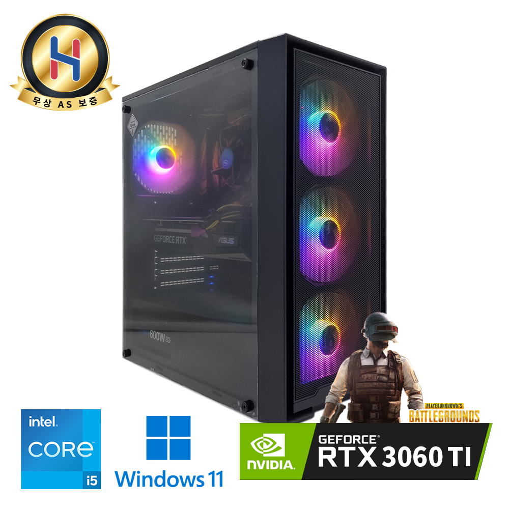 [장패드증정] 개발용&딥러닝 게이밍 데스크탑 지포스 RTX3060 TI 탑재 인텔 코어 i5 9세대 저장용량 SSD 512GB 윈도우11