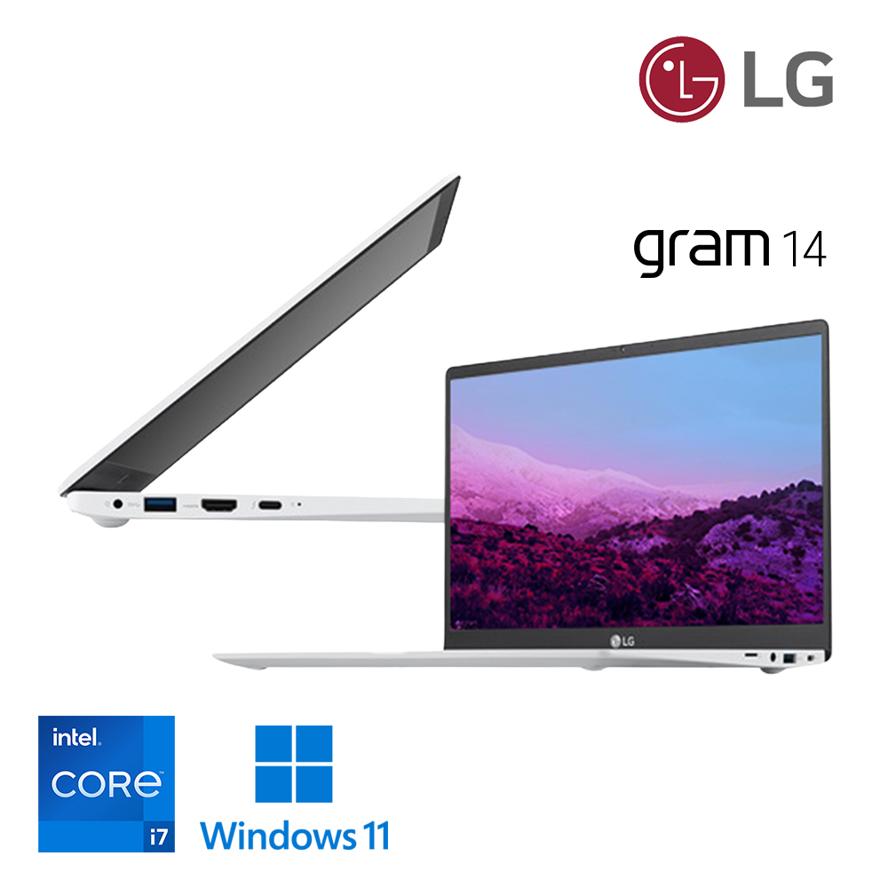 LG전자 그램 14인치 화이트색상 980g 초경량 인텔 i7 11세대 NVMe SSD 512G 저장용량 슬림한 사무용 인강용 추천 윈도우11