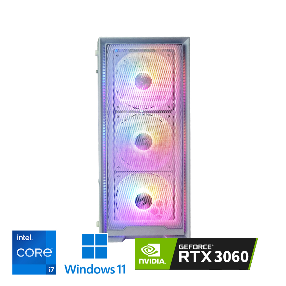 지포스 RTX3060 인텔 i7 8세대 화이트색상 데스크탑 램 16G 저장용량 NVMe SSD 1TB 장착 게이밍PC 윈도우11