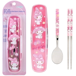 산리오 올인원 가벼운 진공 스텐 수저 클리어 케이스 3p세트(마이멜로디)