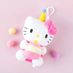 산리오 축하 봉제 인형 가방걸이 13cm/생일케이크
