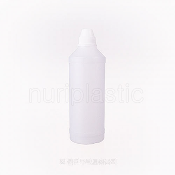 액체용기 1ℓ 원형반투명,흰색뾰쪽스크류캡