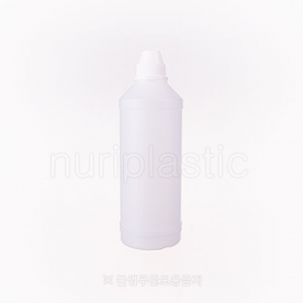 액체용기 1ℓ 원형반투명,흰색뾰쪽스크류캡