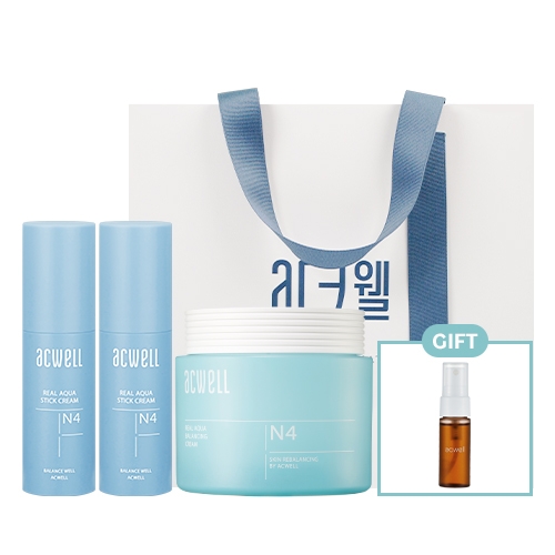 [수분폭탄SET] 아크웰 리얼 아쿠아 스틱 크림 2ea+밸런싱 크림 (증정품:온비자에센스20ml+쇼핑백)