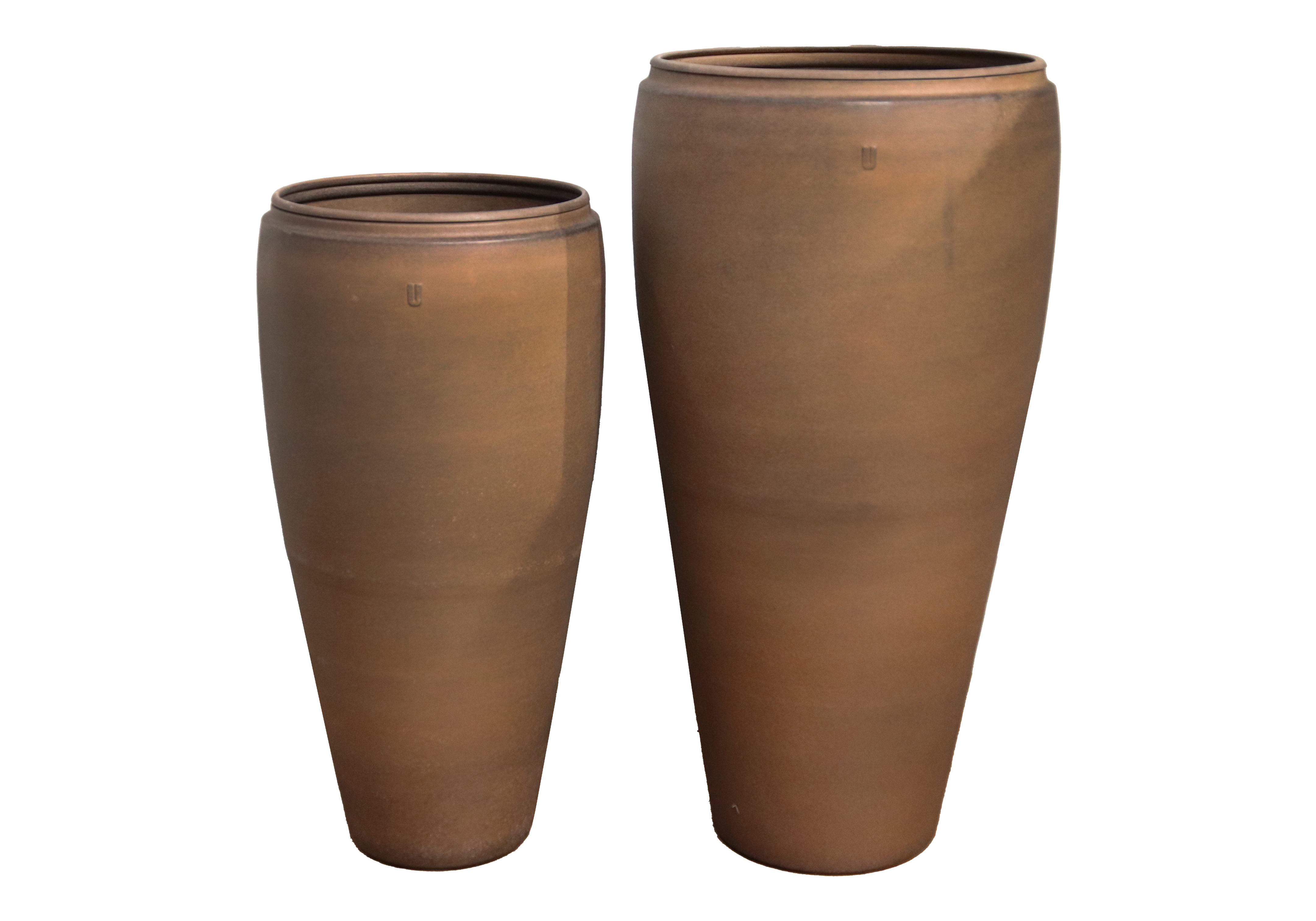 [UC] VASE JAR WITH RIM SET/2 - BROWN