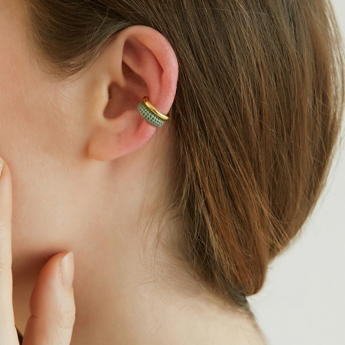 BB MICRO FULL PAVE EAR CUFF_GREEN