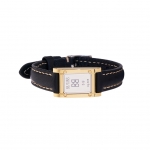 GRAM SILVER BAR WATCH LEATHER BRACELET_Black