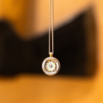 TIME SCREW COGWHEEL COIN PET NECKLACE