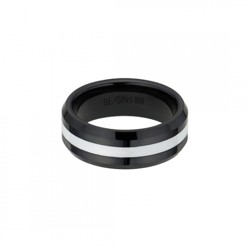 LA LIGNE BLACK WHITE CERAMIC RING