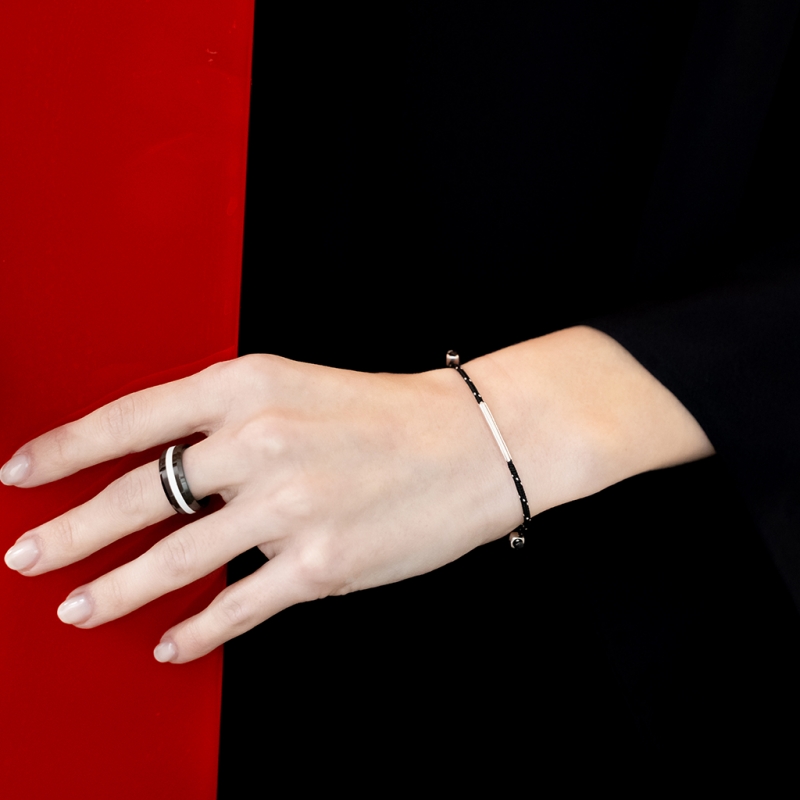 LA LIGNE BLACK WHITE CERAMIC RING
