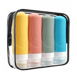 키즈맘 휴대용 샴푸통 실리콘 고리공병 여행용 소분통 튜브용기 소분 90ml 4P