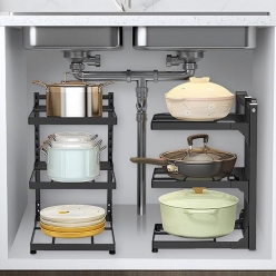 키즈맘 높이조절 폭조절 주방 선반 접시 정리 그릇 정리대 3단