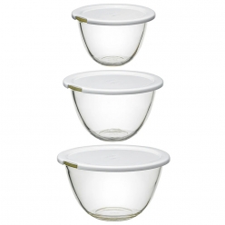 하리오 뚜껑있는 내열유리 믹싱볼 3개세트